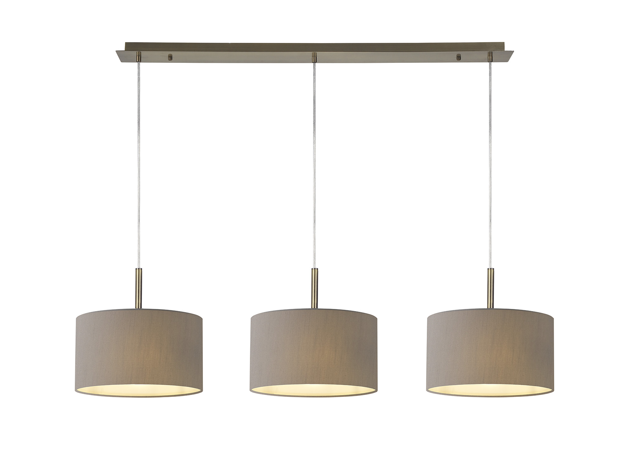 DK0576  Baymont 30cm Shade 3 Light Pendant Antique Brass, Grey